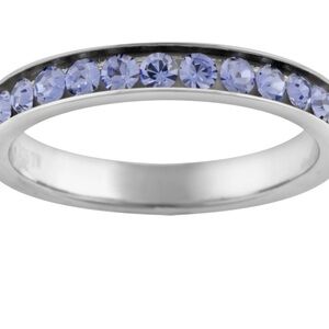 Silver plated simulated blue crystal eternity ring size 8.